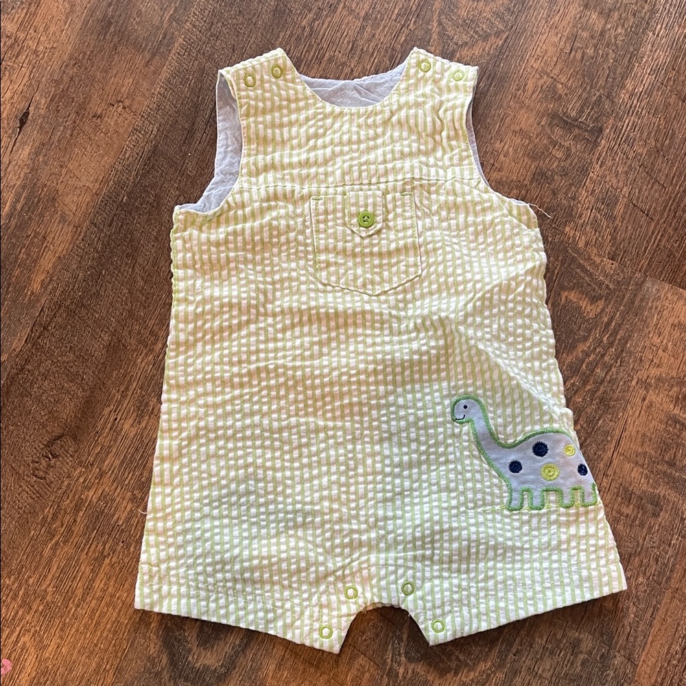 Little Me Green and White Striped Baby Outfit